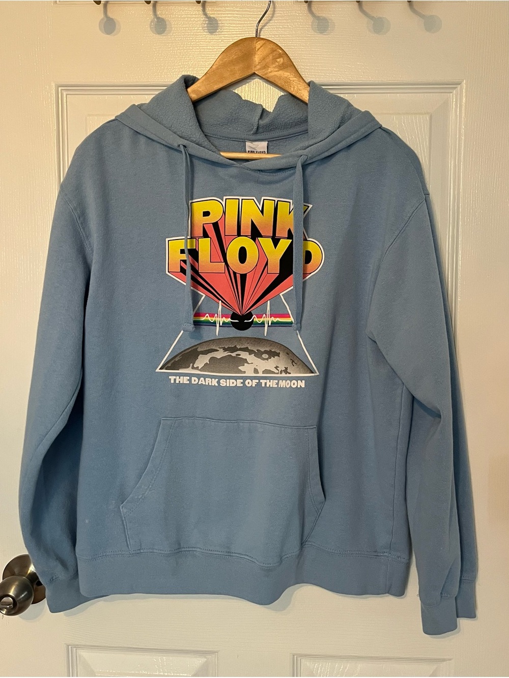 Pink Floyd Graphic Hoodie Dark Side of the Moon Blue Size L